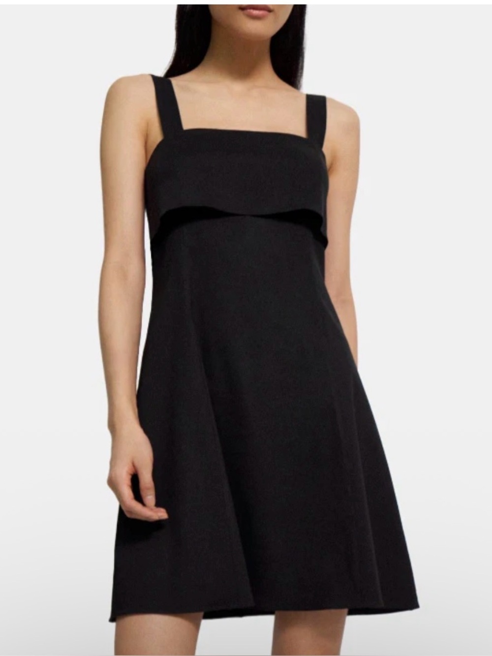 NWT THEORY Black Square-Neck A-Line Dress LITTLE BLACK DRESS